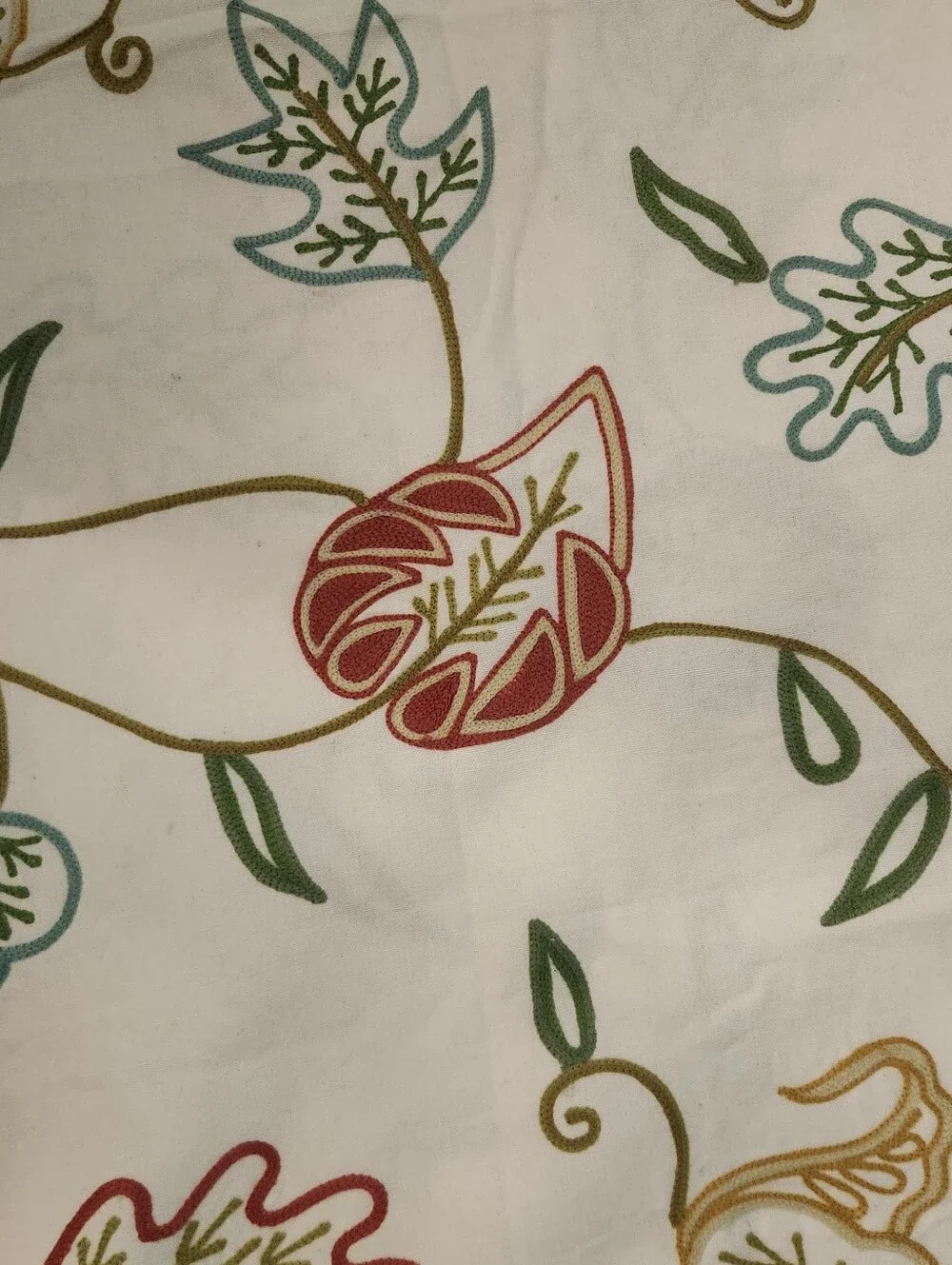 This Vintage Crewel Embroidery Table or Bed Cover.58 by 52